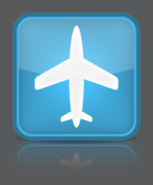 uçak simgesi. gri izole yansıması ile kayıt.