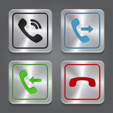 App simgeleri, metalik telefon düğmeleri ayarlamak.
