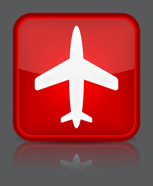 Икона самолета. Знак с отражением, изолированным на сером. Векторное заболевание — стоковый вектор
