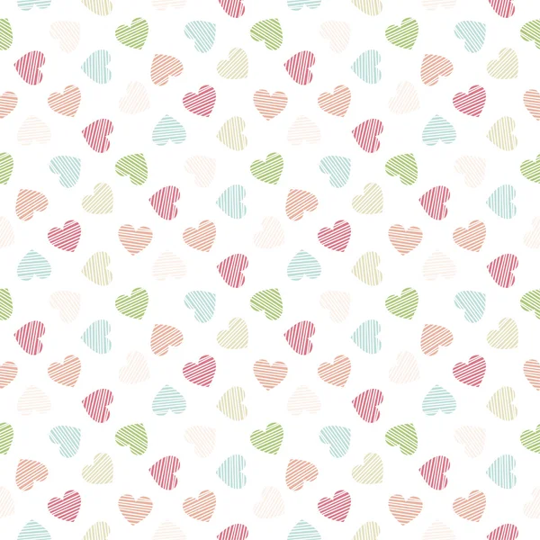 Seamless geometric pattern with hearts. Vector repeating texture — Stock Vector