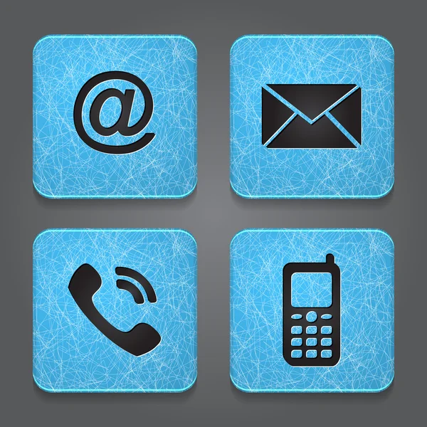 Contact buttons - set icons - email, envelope, phone, mobile. — Stock Vector