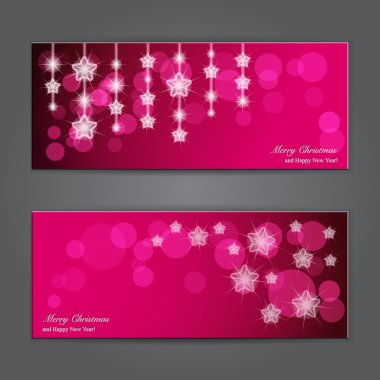 conjunto de elegante banners de Navidad con estrellas.