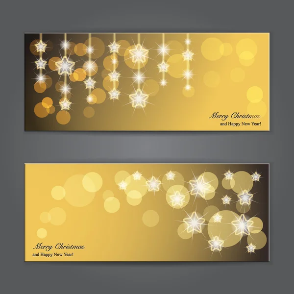 Set of Elegant Christmas banners with stars. — Stock Vector