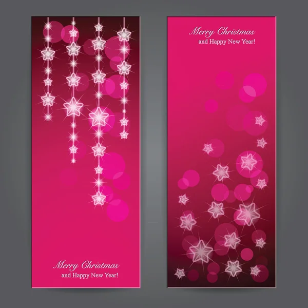 Set of Elegant Christmas banners with stars. — Stock Vector