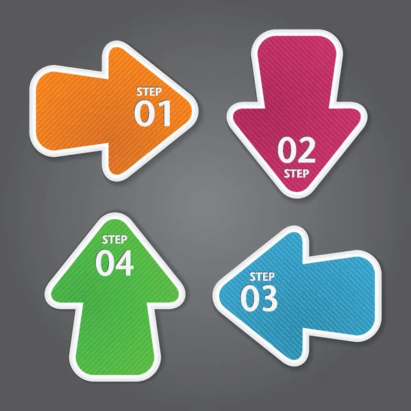 Autocollants flèches avec numéros . — Image vectorielle