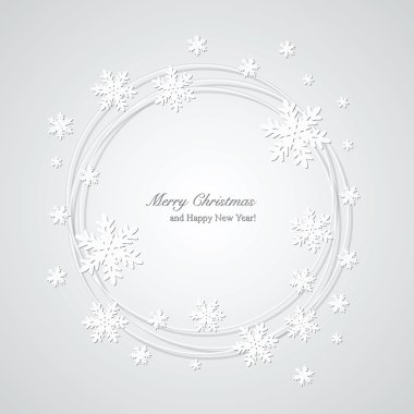 Christmas gray background with snowflakes and place for text. Ro clipart