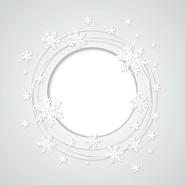 クリスマスの灰色の背景に雪片、テキストのための場所。ro — ストックベクタ