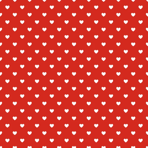 Naadloze polka dot rode patroon met hart. — Stockvector