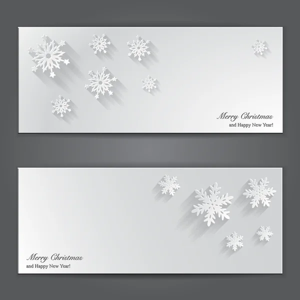 Christmas banners with paper snowflakes. — Stock Vector