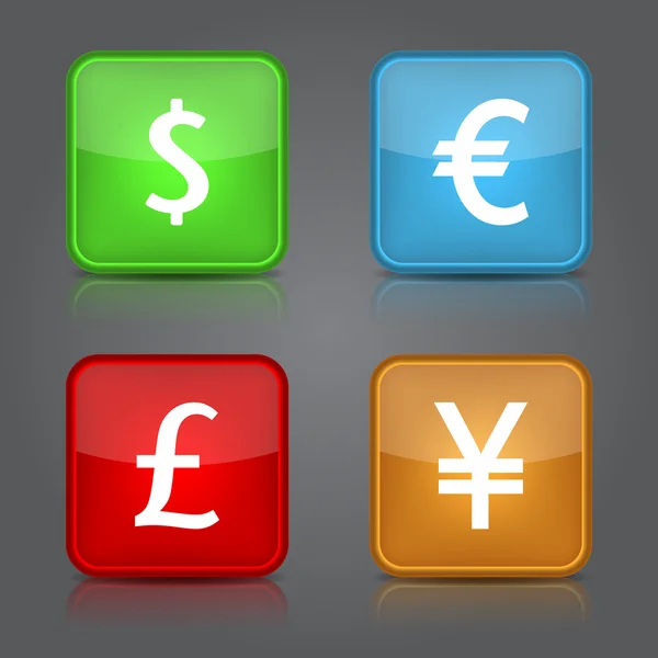Dollar, Yen, Euro, Pound icônes design . — Image vectorielle