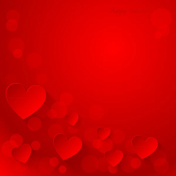 Día de San Valentín fondo rojo con corazones de papel. Vector — Archivo Imágenes Vectoriales