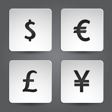 dolar, yen, euro, pound simgeleri tasarım.