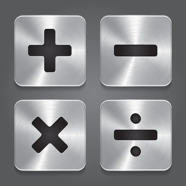 Metal pictogrammen wiskundige symbolen. — Stockvector