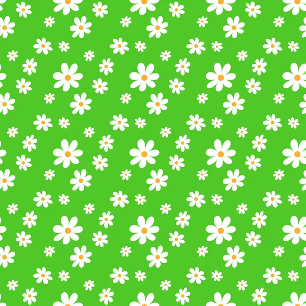 Naadloos groen patroon met bloemen. — Stockvector