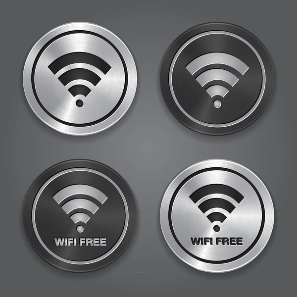Simbolo di rete wireless. Icona dell'app metallo . — Vettoriale Stock