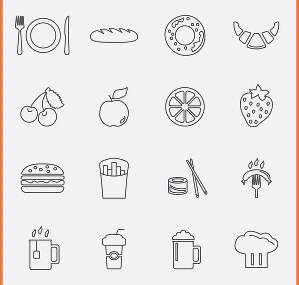 Eten en drinken pictogrammen. vector — Stockvector