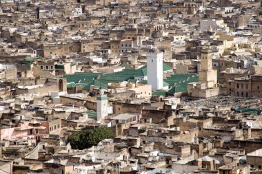 fes, Fas'ın büyük Camii'nde havadan görünümü