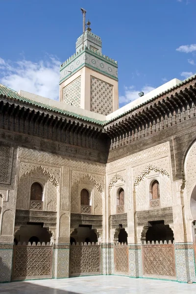 Madrasa Bou Inania and its Minaret at Fez, Morocco, Africa — Stock Photo, Image