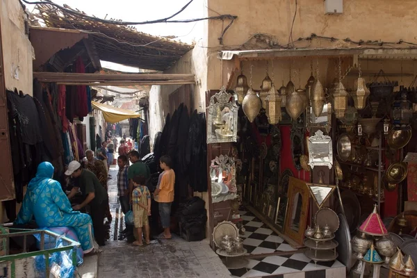 Marknaden i medina på fes, Marocko, Afrika Stockbild