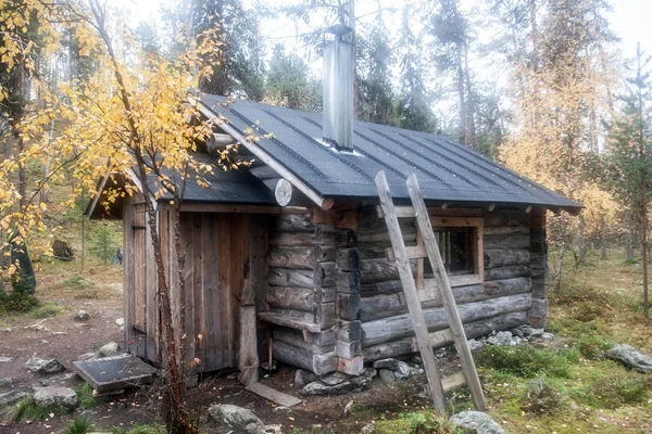 深いタイガの森での丸太小屋 — ストック写真