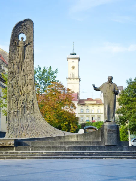 Sjevshenko Anıtı Lviv, Ukrayna — Stok fotoğraf