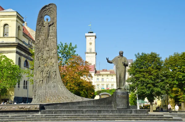 Sjevshenko Anıtı Lviv, Ukrayna — Stok fotoğraf