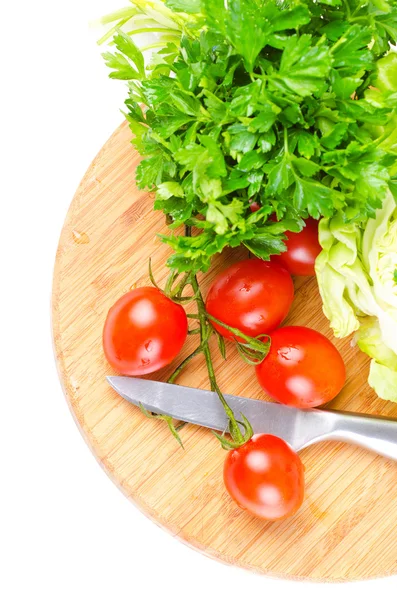 Verduras en escritorio de madera —  Fotos de Stock