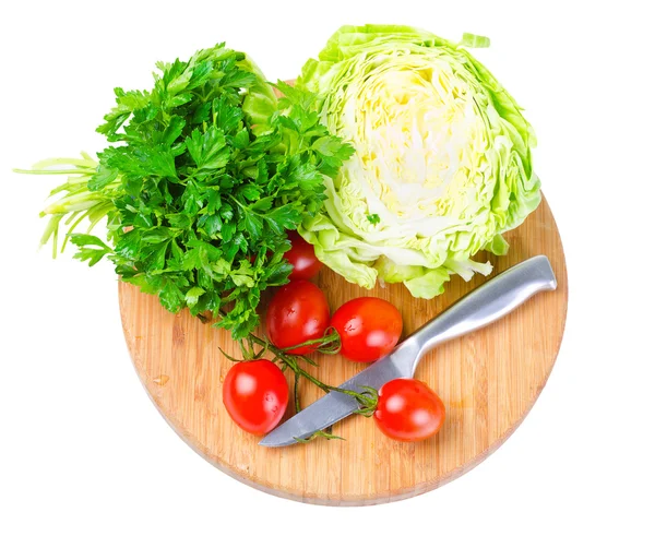 Verduras en escritorio de madera —  Fotos de Stock