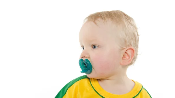 Baby boy with pacifier — Stock Photo, Image