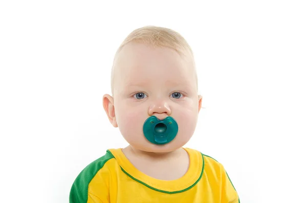 Baby boy with pacifier — Stock Photo, Image