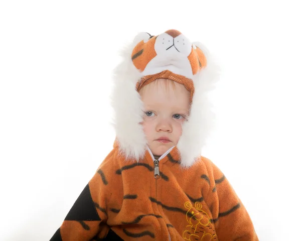 Chłopca w kostiumie tygrysa — Zdjęcie stockowe