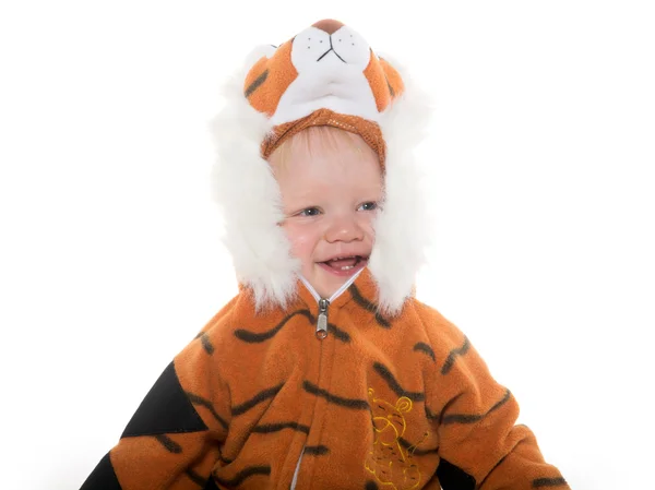 Baby boy in tiger costume — Stock Photo, Image