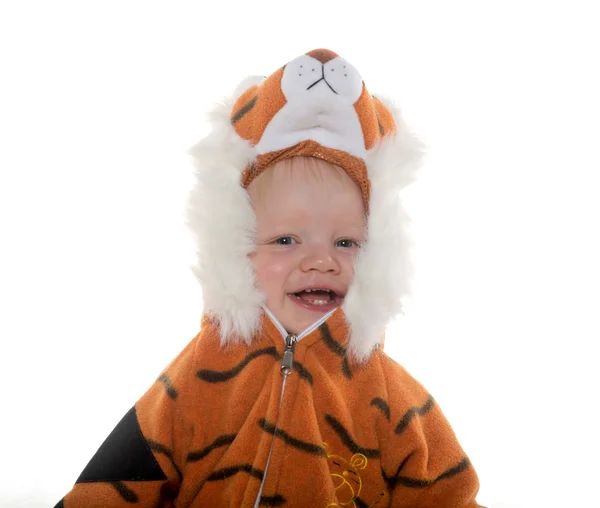 Baby boy in tiger costume — Stock Photo, Image