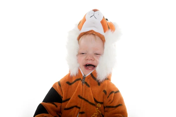 Baby boy in tiger costume — Stock Photo, Image