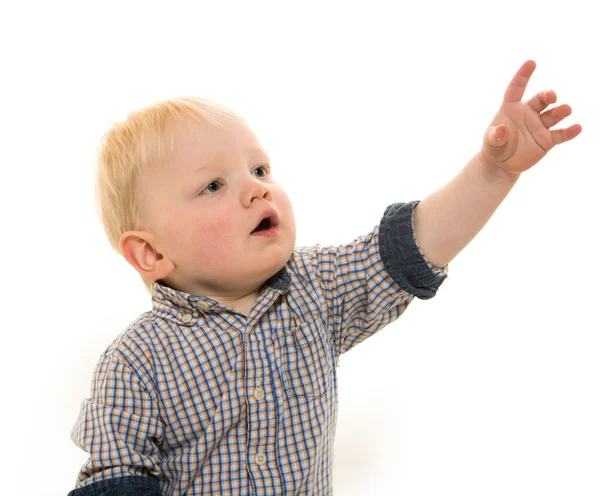 Kleiner Junge auf weißem Hintergrund — Stockfoto