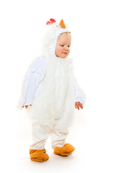 Little boy in chicken suit — Stock Photo, Image