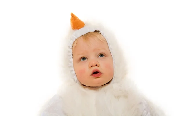 Petit garçon en costume de poulet — Photo