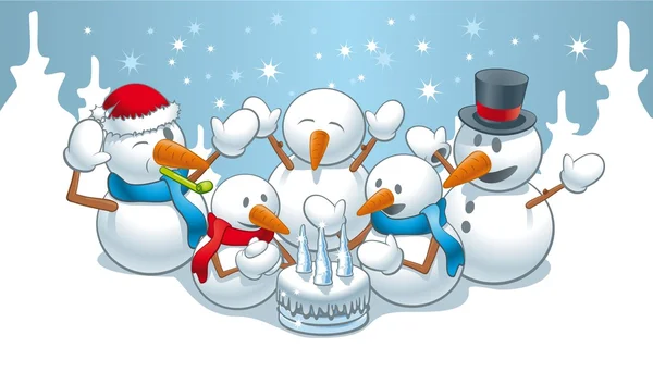 Anniversaire bonhomme de neige — Image vectorielle