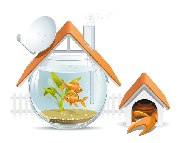 Acuario casa con un guardia — Vector de stock