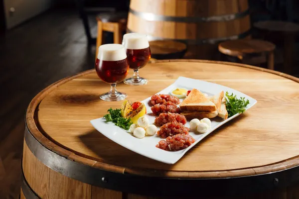 A great snack and beer for friends in a pub