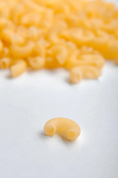 Uncooked Pasta White Background Top View — Stock Photo, Image