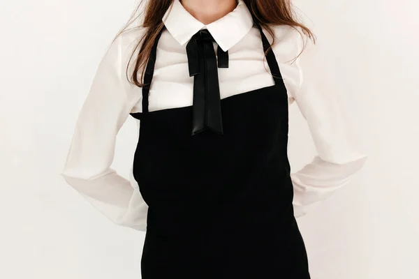 Female Restaurant Worker Wearing Uniform Serving Customer Coffeehouse Good Service — Stock fotografie