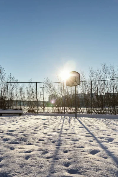 Snow Basketball Court Winter — Stock Photo, Image