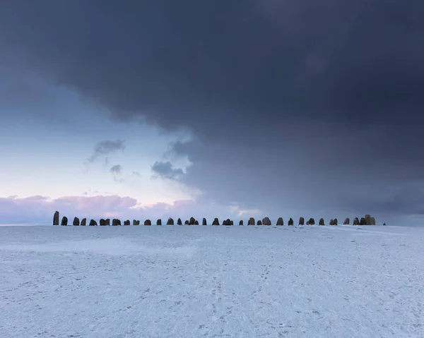 Kamienie Piwne Zimą Skane Szwecja — Zdjęcie stockowe