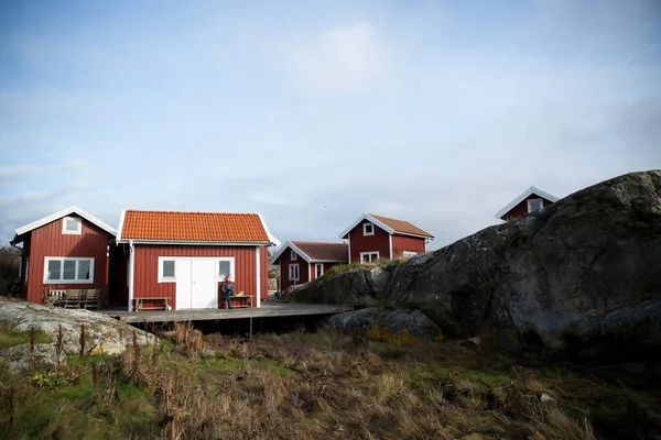 Casas Mollosund Pueblo Suecia — Foto de Stock