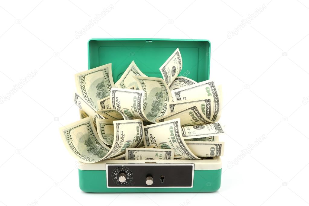 One hundred dollars banknotes in cash box