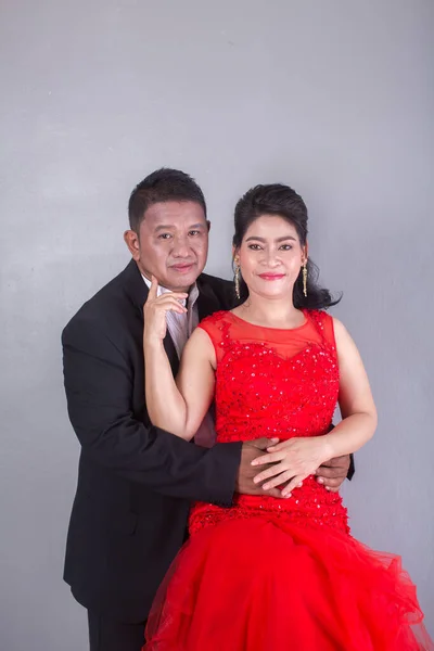 Beautiful Elegant Adult Asian Couple Posing Studio — Stock Photo, Image