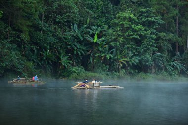 Tayland - 31 Ekim 2014: Nehirde yüzen insanlar