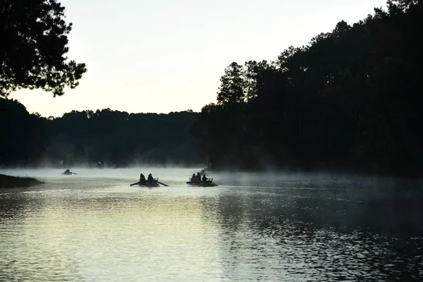 River Landscape Boats Morning — Stock Photo, Image