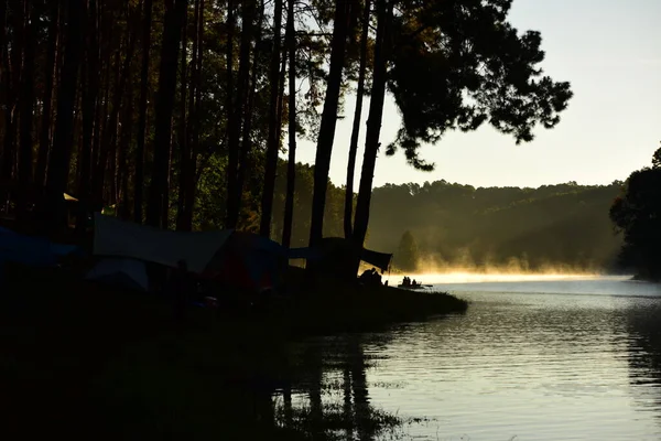 Schöne Landschaft Mit Fluss Abend — Stockfoto